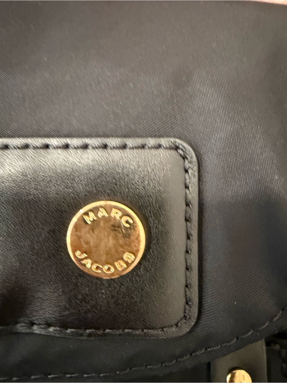 Marc Jacobs Black Nylon Messenger Bag with Gold Accents - Picture 6 of 8